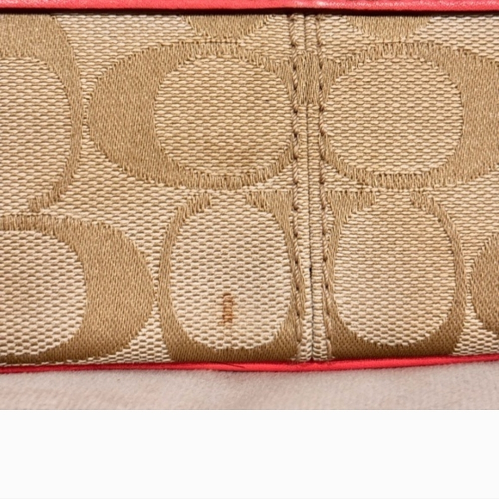 Coach Triple Zip Orange And Coral Wristlet, EUC - Picture 4 of 7